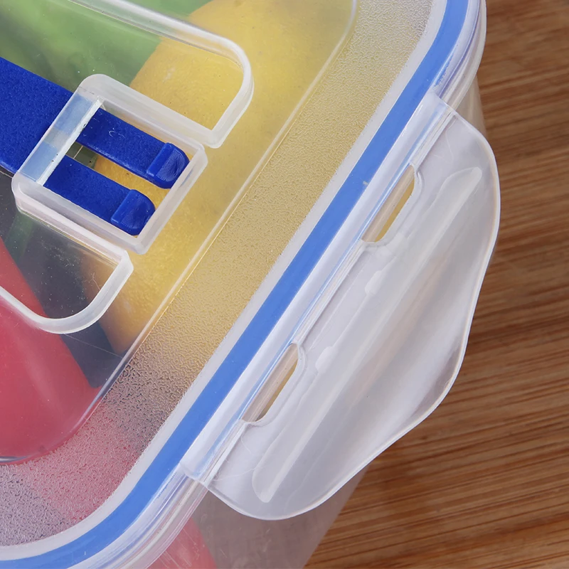 2400ml airtight picnic easy-carry pickle storage box transparent plastic PP food container with handle and snap lock