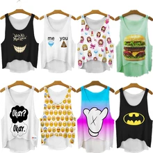 3D Printed t-shirt Women Top Tees 2015 Fashion Camis harajuku vest Girls Summer Novelty Short Women Crop Tops irregular TX68