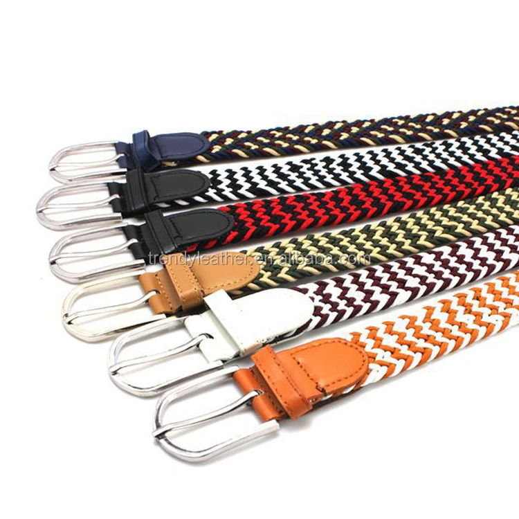 Fashion PU lady elastic belt, women fashion weaving colored leather belt