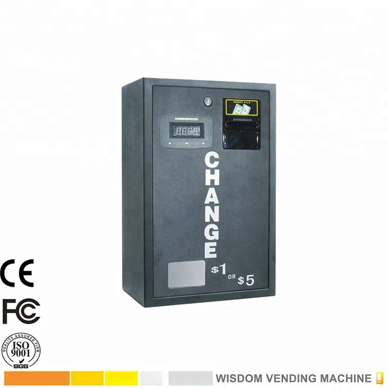 Wall mounted coin change machine change the bank note to coins