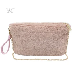 Fashion Lady Hanging Plush Velvet Makeup Cosmetic Bag with Chain