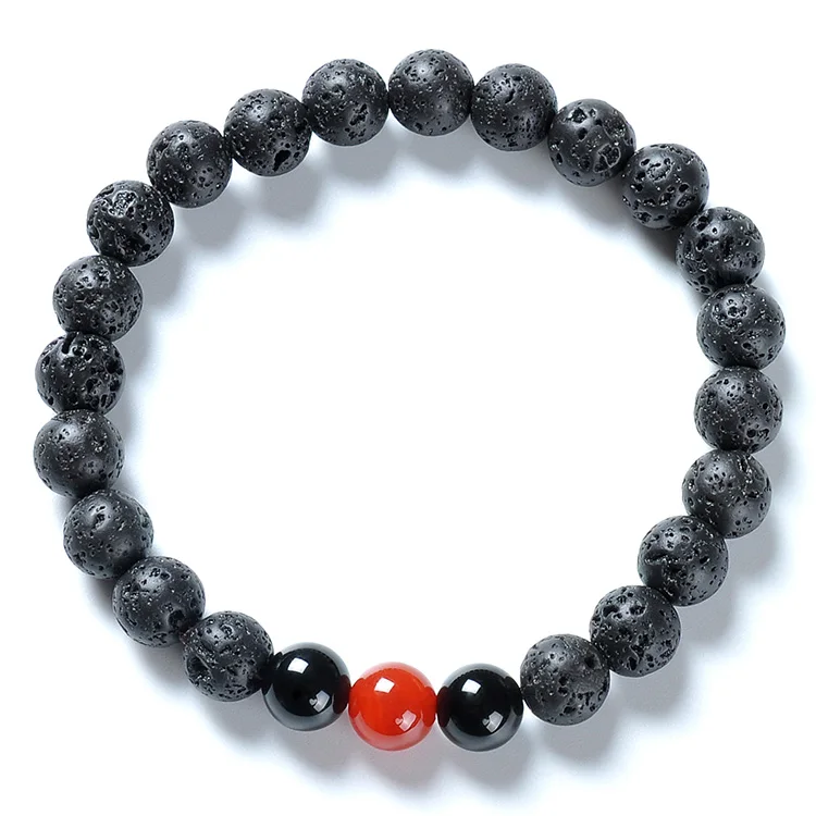 F90 Trending Products 2020 New Arrivals Red Black Agate Ginspiration Aromatherapy Essential Oil Unisex Magnetic Rosary Bracelet