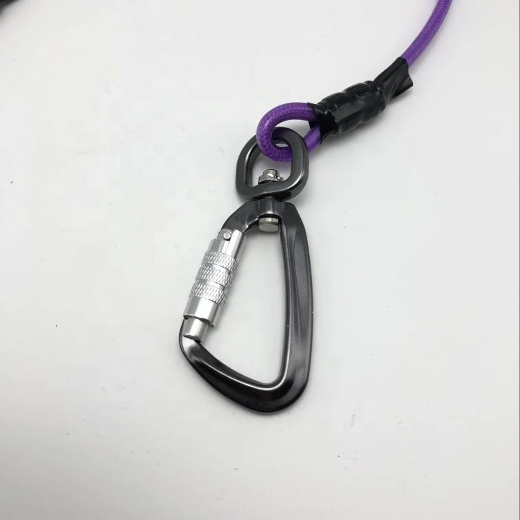 
Heavy duty safety coil tool lanyard with airscraft aluminum carabiner 