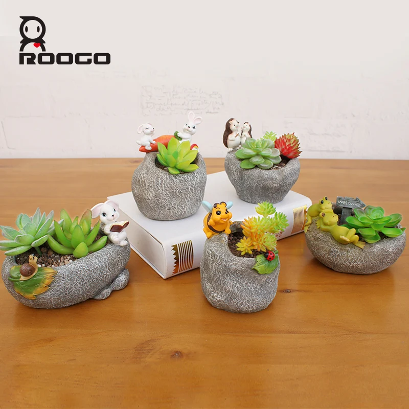 polyresin handmade Creative Ceramic Flowerpot Planter Bonsai Garden Pots Planters Jardin Bonsai Desk Succulent  Cute Animal