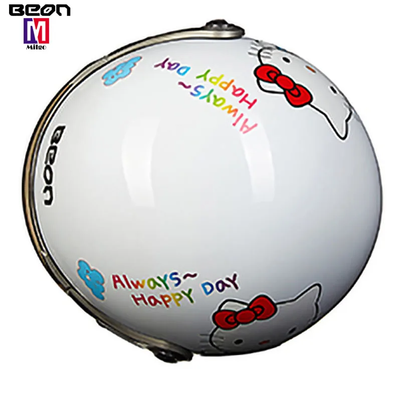 BEON White Cartoon Scooter Motorcycle Half Face Vintage Helmet Moto Casque Casco motocicleta Capacete Vespa Helmets Light Weigh