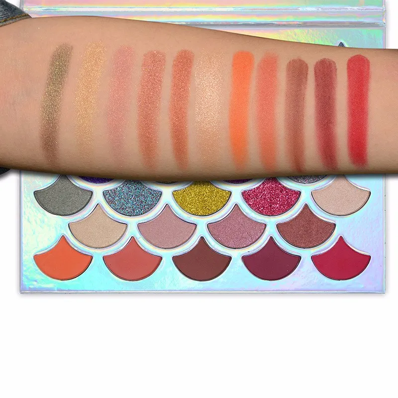 Private label cosmetics natural eyeshadow holographic color shell-shaped glitter eyeshadow palette
