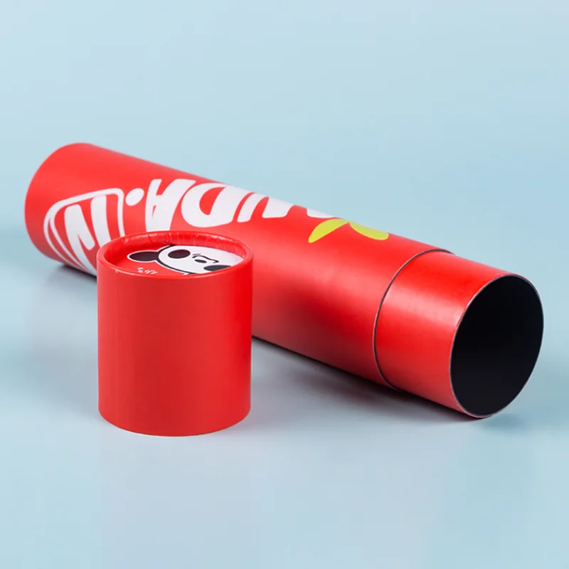 round tube wine gift box 200ml,500ml wine glass bottle packaging paper tube custom printed cylinder box shenzhen supplier