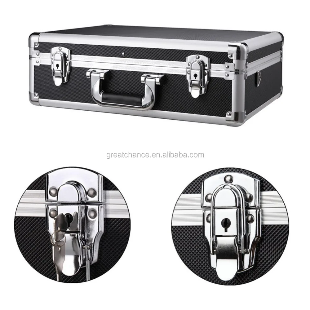 Professional Toolbox Aluminum Hard Briefcase Lockable Tools Organizer with Pre-Scored Foam Insert-Adjustable&Removeable Divider