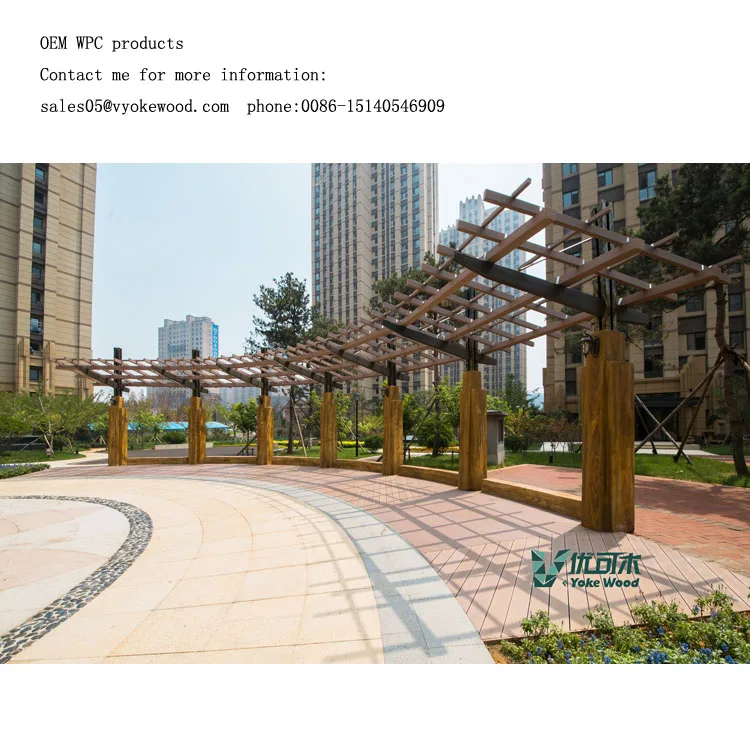 China Factory OEM Terrasse Outdoor Gazebo Pergolas WPC Wood Plastic Composite Pergola