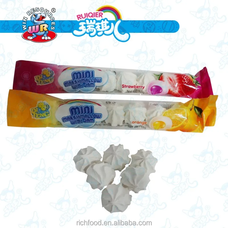 Flower marshmallow with jam, white marshmallow, sweet marshmallow
