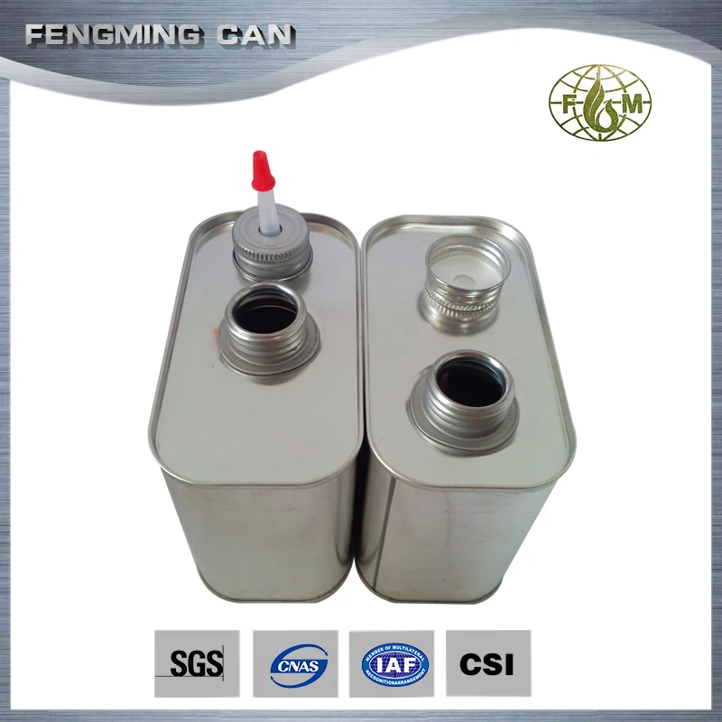 square 500ml bottle metal tin can screw top for chemical oil or glue packaging