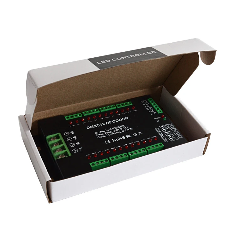 
24 Channel RGB DMX512 LED Decoder with Indicator light control single or RGB lamps for adversting module 