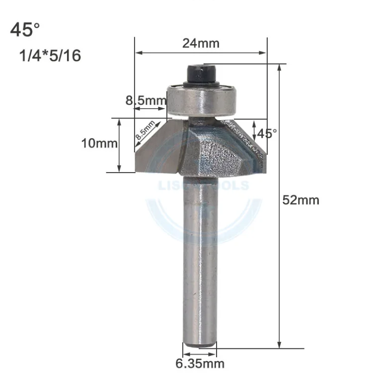 L-N040-5 1pc 1/4 and 1/2 inch Shank 45 Degree Chamfer &  Bevel Edging Router Bit woodworking cutter woodworking bits