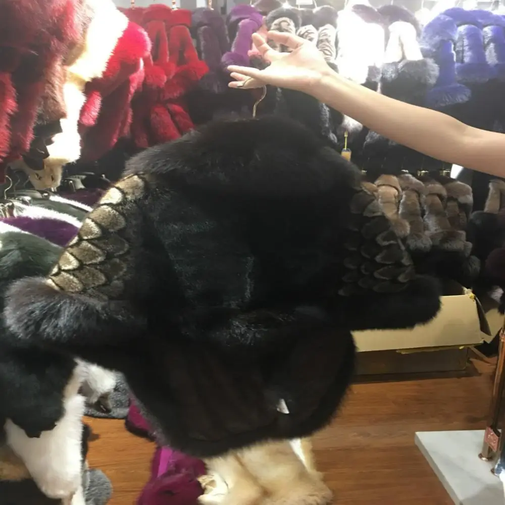 2018 Wholesale Mink Fur Wrap/Shawl/Tippet with Fox Fur