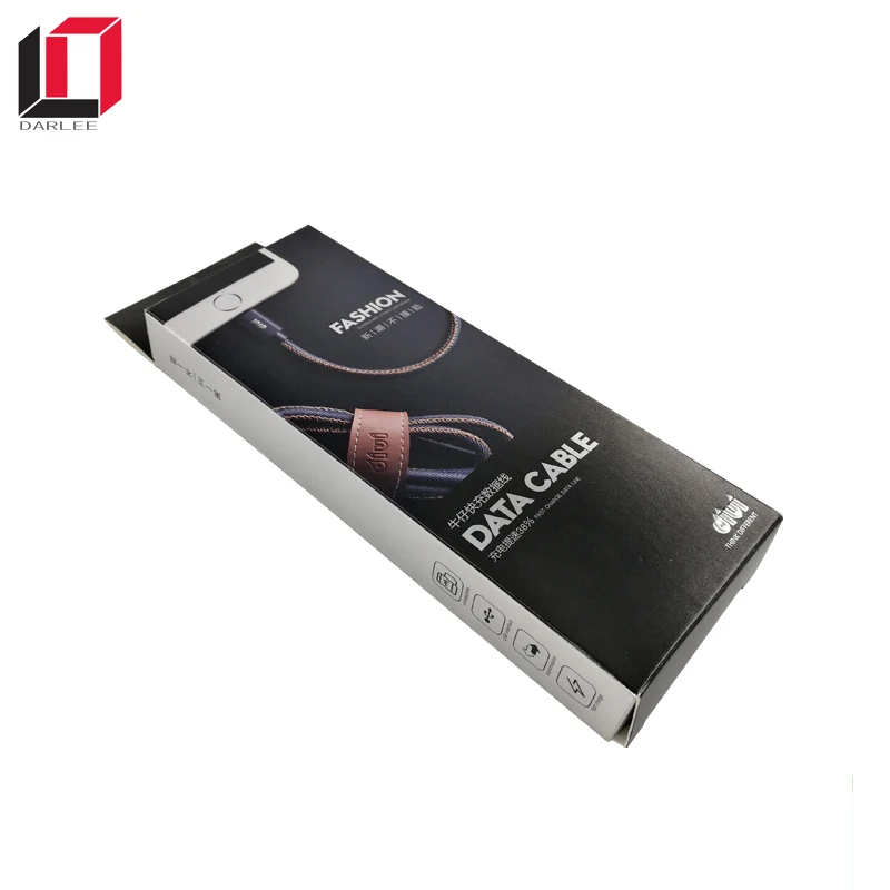 New design silver card paper hanging phone data usb cable packaging box with custom logo printing