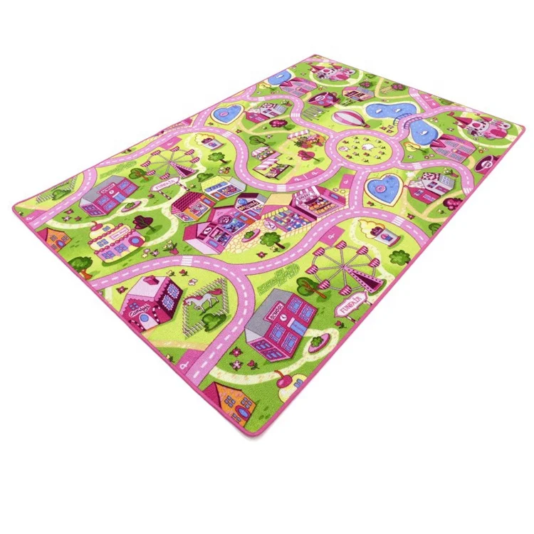 Children Kids Play City Town Village Toy Car Road Rug Free Customized 100% Polyester Chromojet Printing 100% Nylon or Polyester