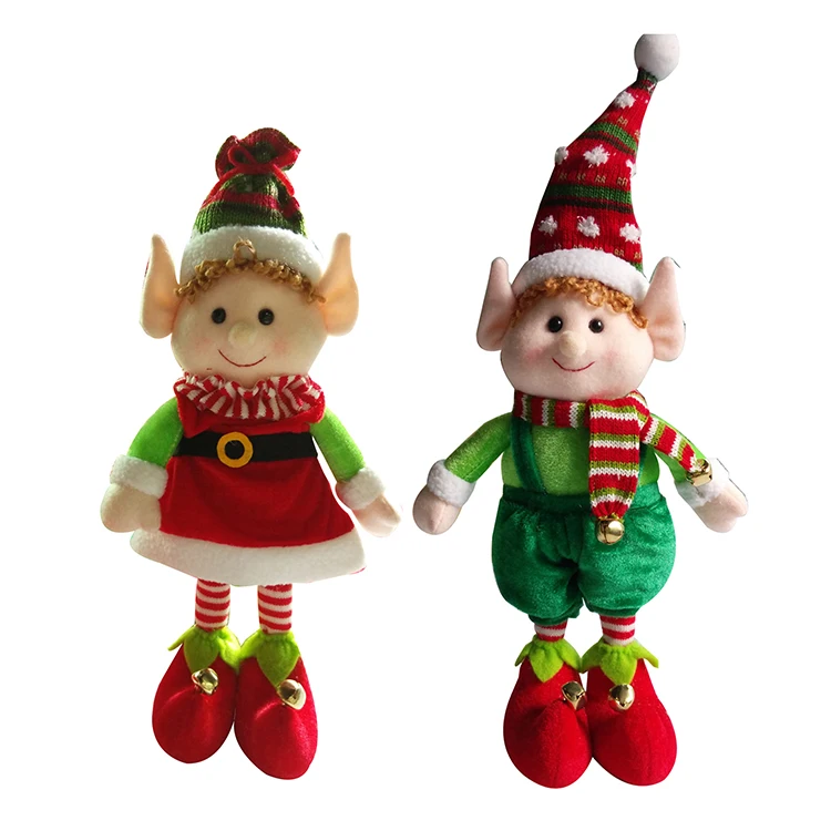 Hot Sell Xmas Decorations Elves Set Plush Christmas Elf Figure Toy
