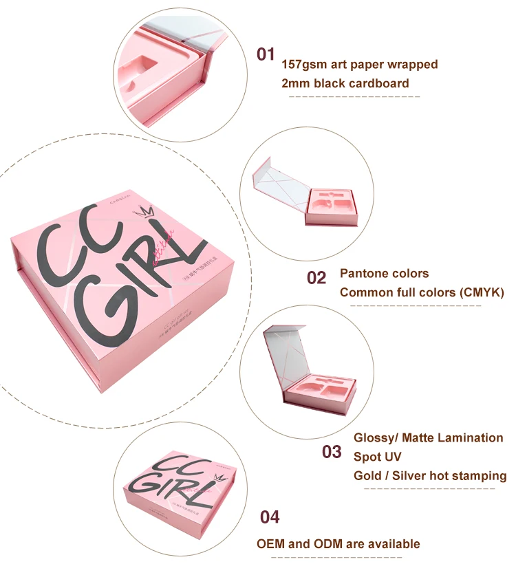 Made in China custom magnetic book shape boxes for cosmetic set packaging with plastic insert