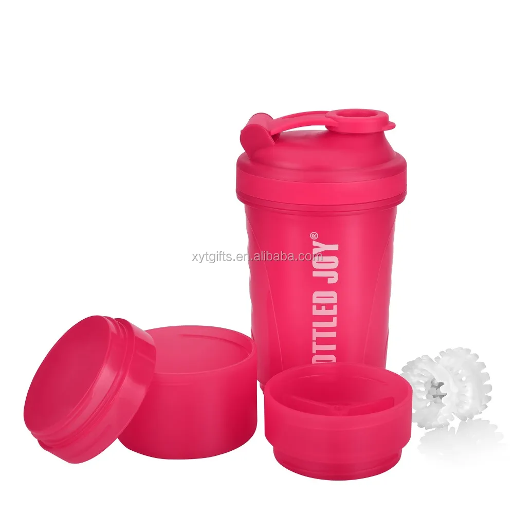 
2018 Wholesale BPA Free Plastic Fitness Shaker Bottle with Protein Powder Storages 
