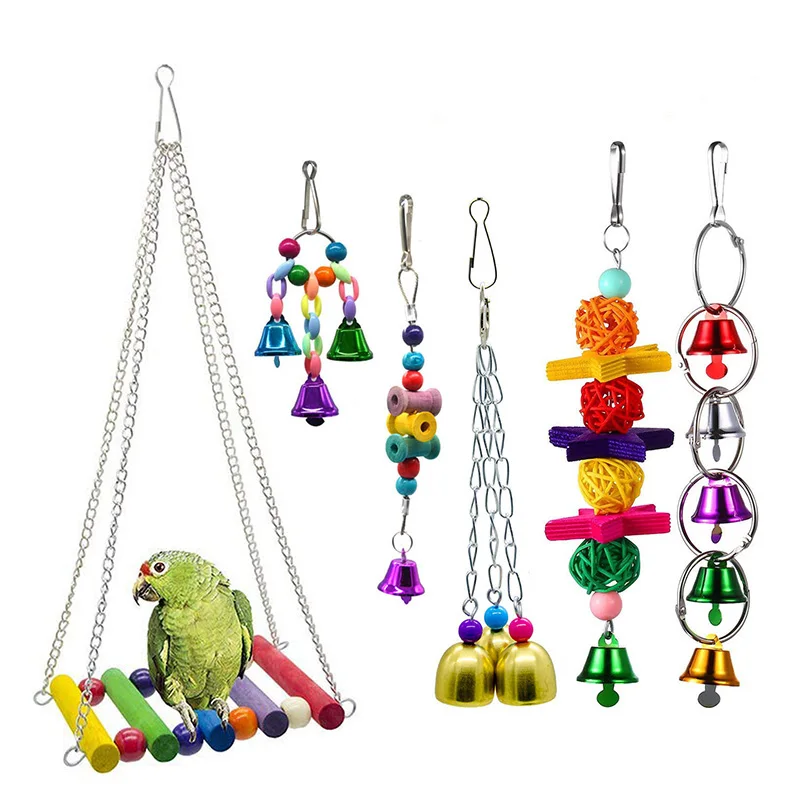
6pcs Bird Parrot Toys Bird Supplies Combination Set Bird Toys 