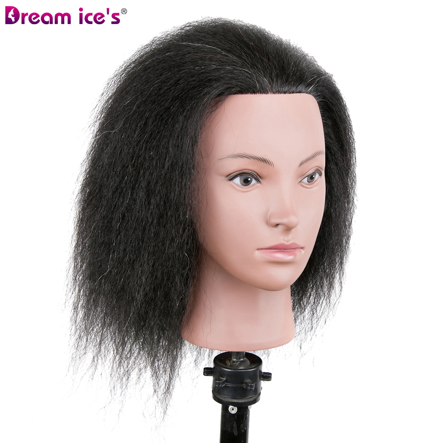 Dream.Ice, заводская цена, 8-24 дюйма, необработанный русский манекен для обучения человеческих волос, голова для чернокожих женщин
