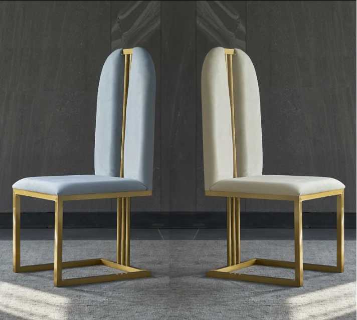 Hot Sales Luxury High Backrest Dining Chair Golden Stainless Steel Restaurant Chair For Home Hotel