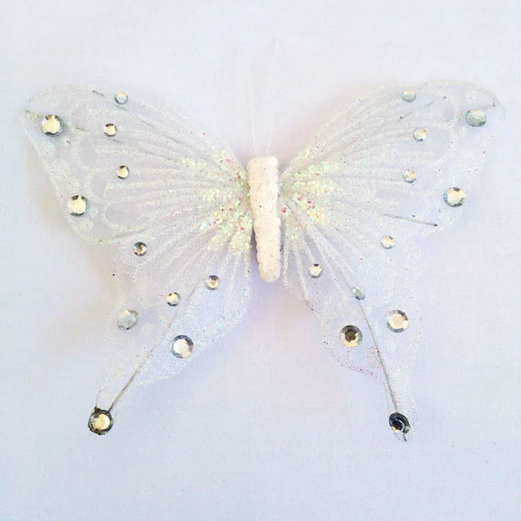 Hand-crafted design glitter butterflies for Christmas ornaments