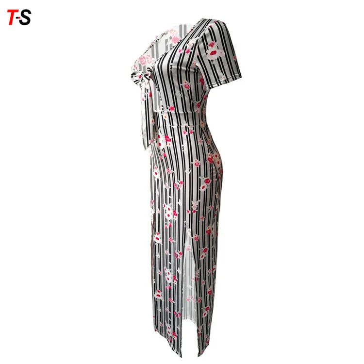 Sexy V-neck printing High waist Long skirt African clothing Kitenge Dress