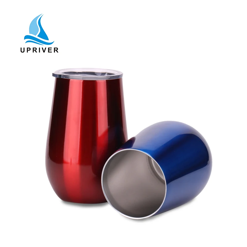 
12oz Wine Tumbler - Vacuum Insulated Double Wall Stemless Wine Glass - 12 oz 18/8 Stainless Steel Silver Travel Mug 