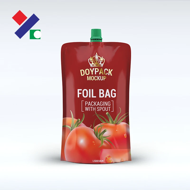 Professional design custom standing plastic spout pouch packaging for chilli sauce