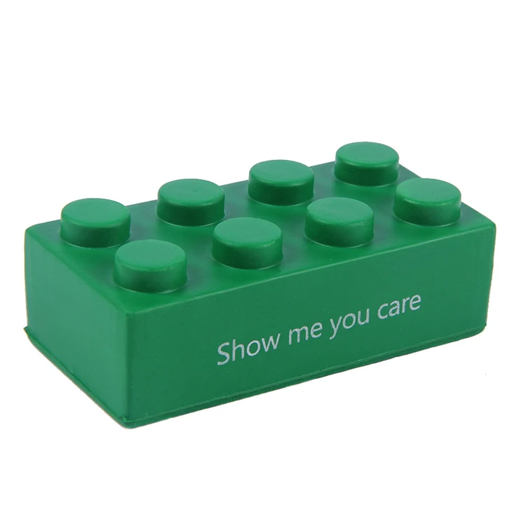 Custom Logo PU Toy Bricks Shape Anti Brain Stress Ball