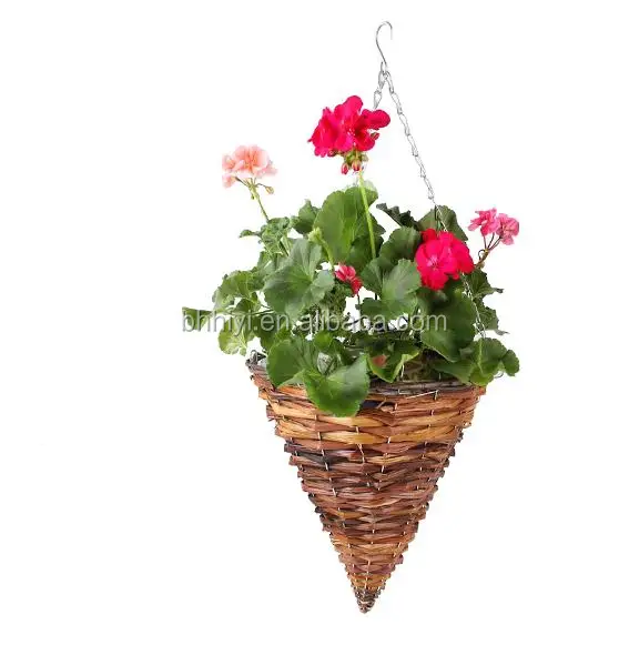 
Rattan Cone Shape Hanging Basket Flower Pot Holder Ornament Basket 