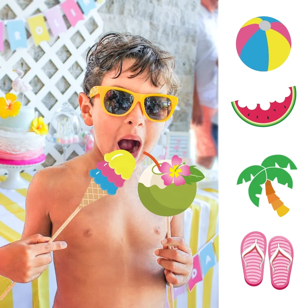 PZ167 25pcs summer party photo booth props pool theme party decoration for kid birthday DIY Customized