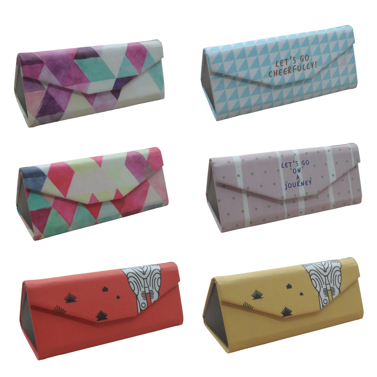 Fashion lightweight plastic Cute style folding hand-made glasses case with custom logo