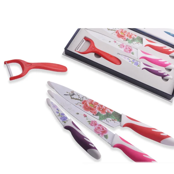 6pcs non-stick Knife set with flowers pattern