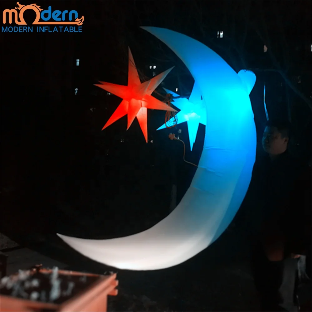 Muslin Holiday Ramadan Lighting Inflatable Moon Star Balloon