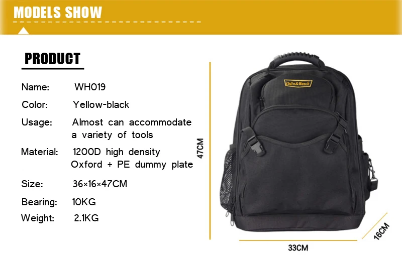 Customized Hot Sale Waterproof Set Tools Kit Storage Electrician Backpack Tool