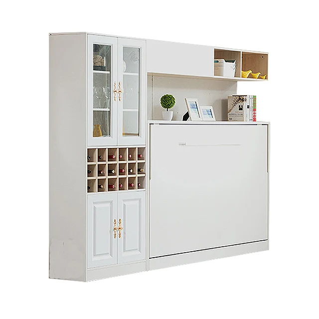 Widely used space saving adjustable murphy bed hardware beds bookshelf queen wall bed