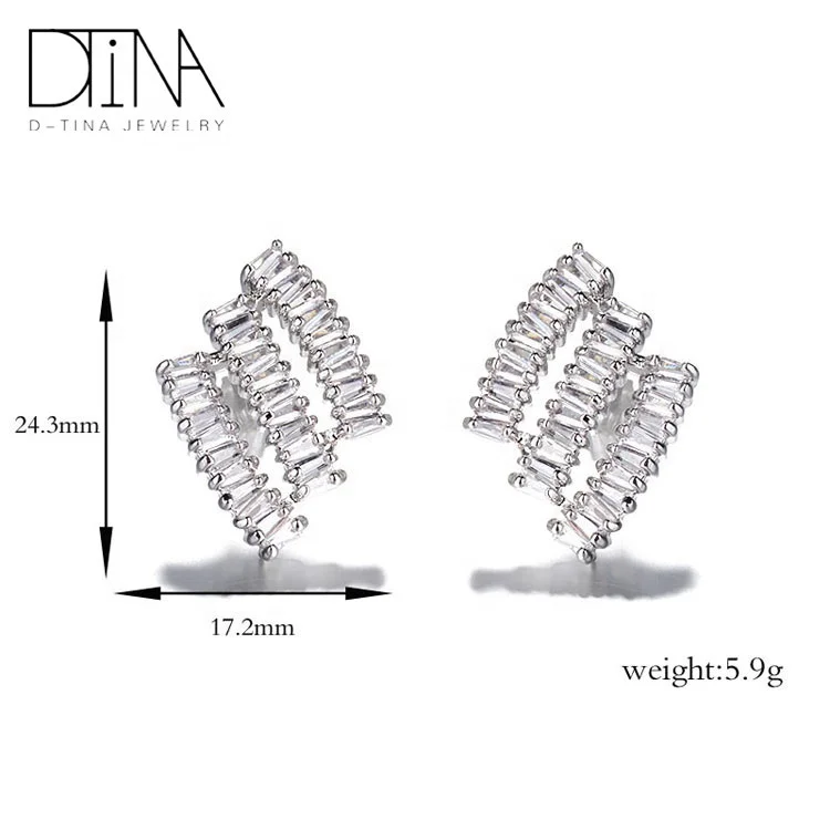 DTINA Nothing Design White Gold Plated Tops Earrings For Girls