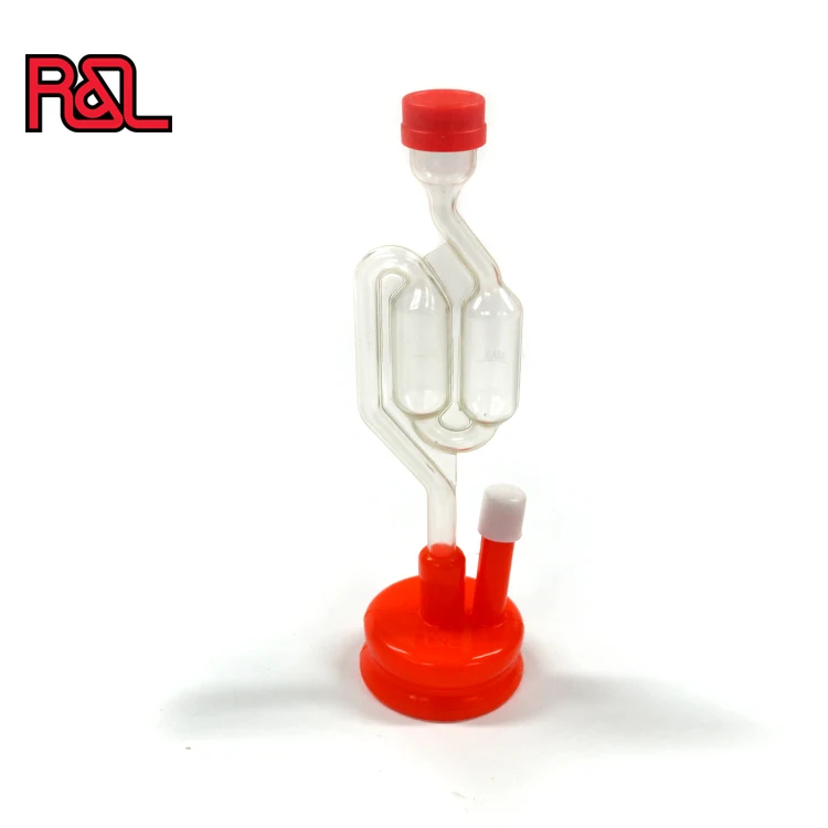 Air Locker with red cap S-Shape Double Bubble Airlock for Wine Making and Beer Making Homebrew
