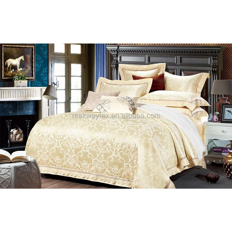 JBL16M07-11 luxury wedding use red rose jacquard bed sheet quilt cover set