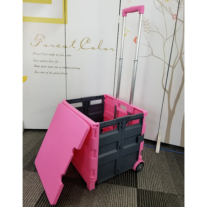 
Collapsible portable household plastic shopping cart 