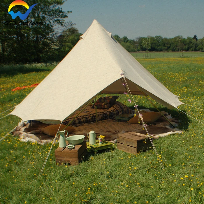 GodsWord Outdoor Single Layers Luxury Camping Tent Outdoor Flame Retardant Canvas Glamping Bell Tent Family Hotel Bell Tent