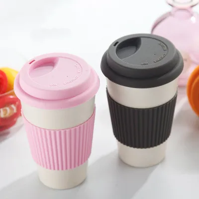 350ml 400ml 600ml drinking travel cups silicone lid and cover bamboo coffee mug