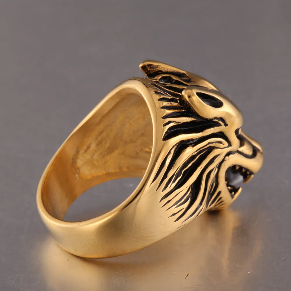 AAA quality high polished stainless steel main material wolf special men ring