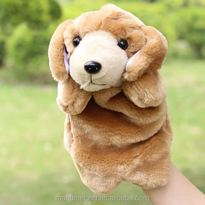 Kids Toy Dog Shape Puppet Hand Puppet Finger Puppet Sack Hand Dolls Plush for Baby Child