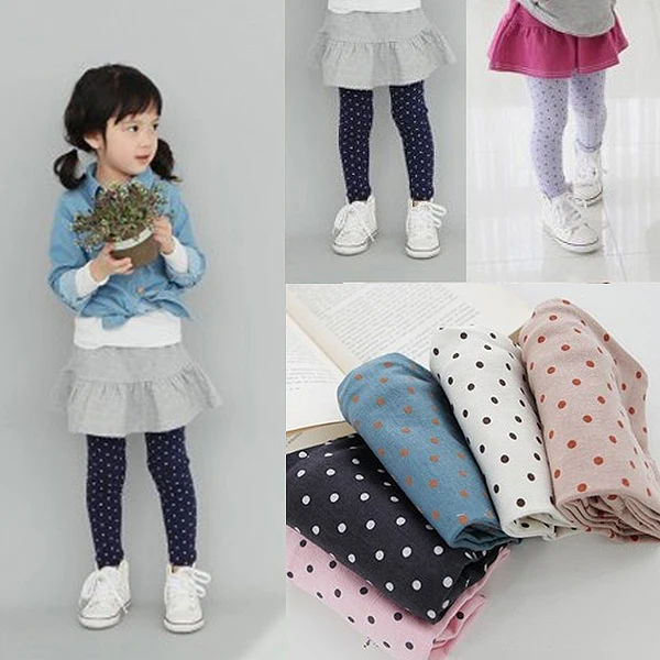 Fall Autumn 2 8Y Girls Baby Toddlers Lovely Polka Dot Leggings Kids Cotton Pants Trousers Freshipping