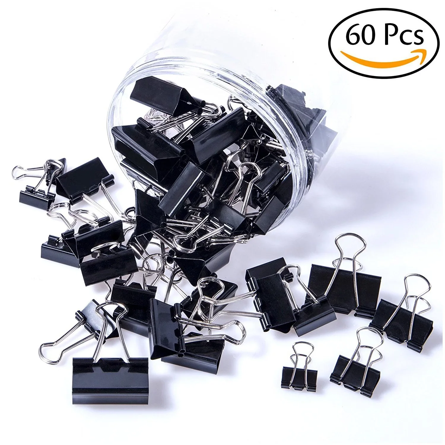 Paper Clip 60pcs Metal Binder Clips Black Grip Clamps Paper Document Clips