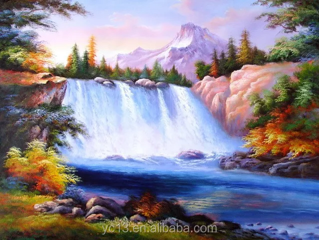 Home decor hotel wall art handmade waterproof chinese natural scenery painting on canvas ct-51