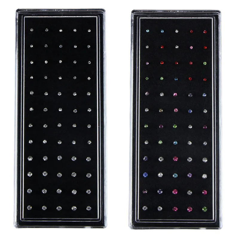 60PC 3 size 1.5/2/2.5mm  box packing crystal body jewelry indian nose ring studs  hotwife woman body jewelry